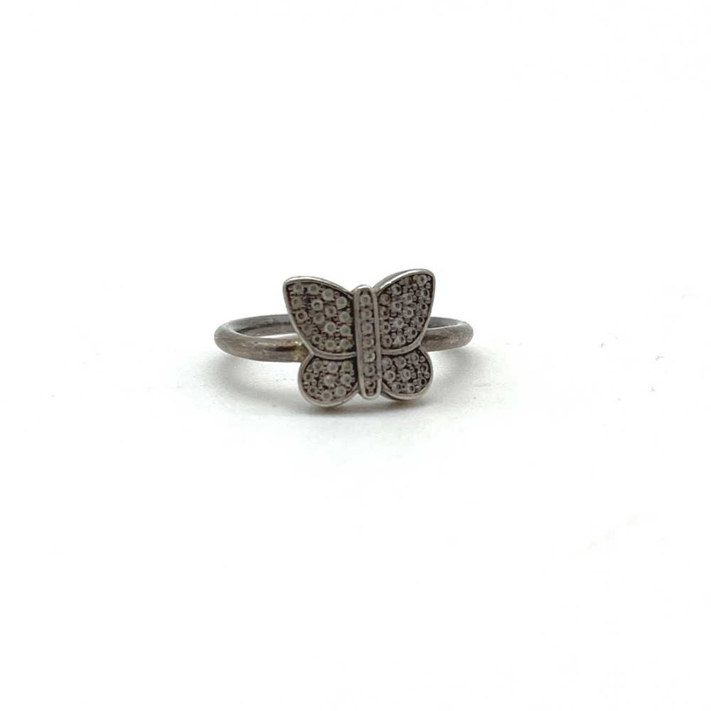 Pandora 925 Sterling‎ Silver Butterfly Pave Crystal Ring Size 4.5 / 48